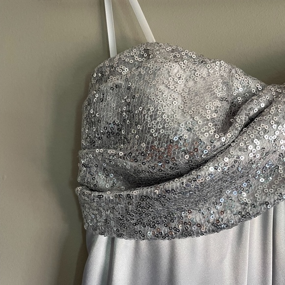 Silver Strapless Sequin Party Dress - Picture 4 of 10